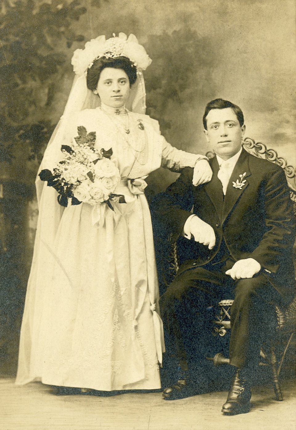 Wedding portrait of Remo DiLoreto and Marianna D'Amico on February 12, 1911